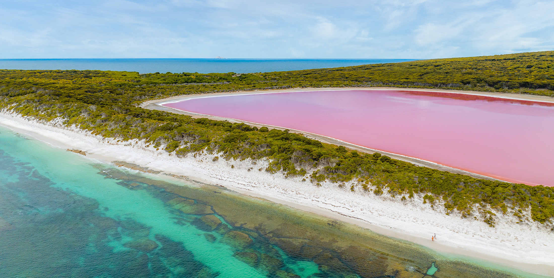 Aeria View of Lake Hillier with Helispirit Esperance