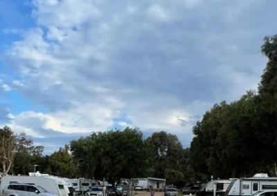 Parking lot at Esperance Pink Lake Holiday Park